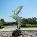 Outdoor Square Bronze Casting Crafts Animal Dolphin Sculpture Figurine For Home Decor